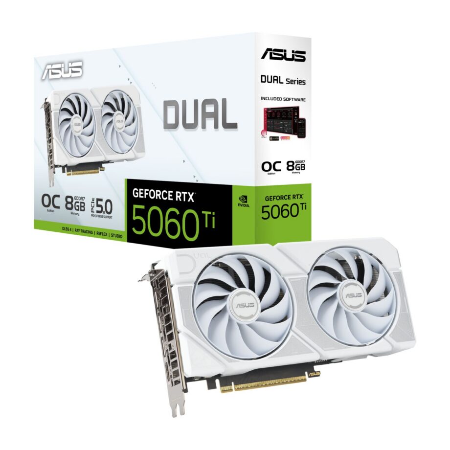 01_ASUS DUAL GeForce RTX 5060 Ti 8G White OC edition graphics card and packaging.jpg