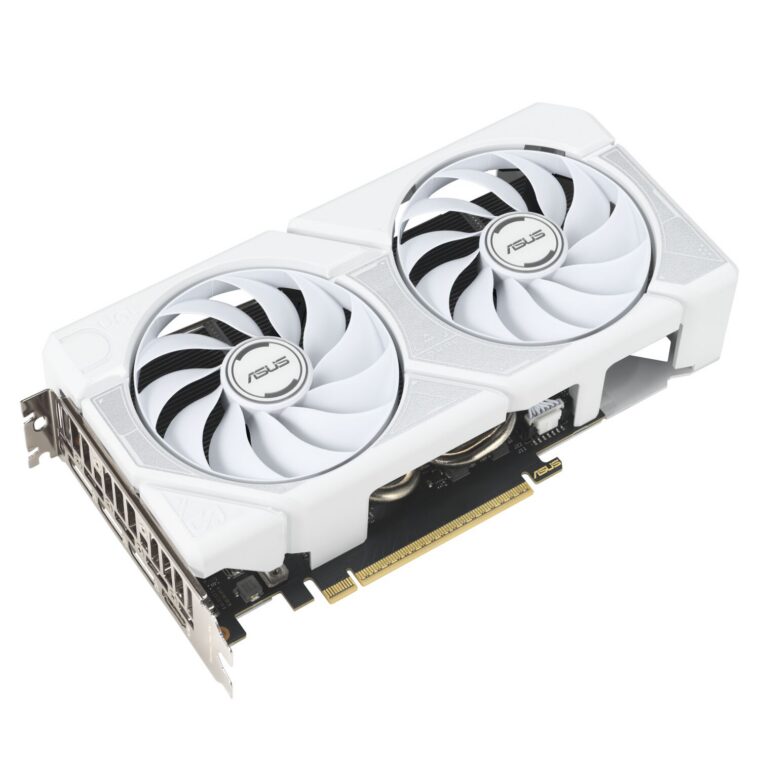 04_ASUS DUAL GeForce RTX 5060 Ti White edition graphics card, top down angled view.jpg