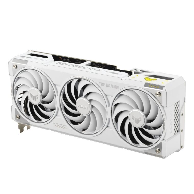 03_TUF-RTX5070TI-BTF-WHITE_angled top down view focous on fans+lighting.jpg